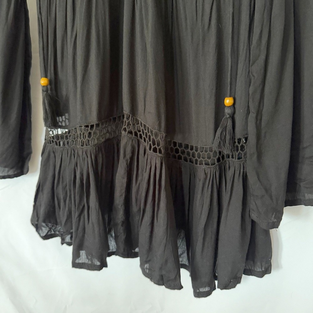 Forever 21 Salt Canyon Women's Medium Black Mini Dress Boho Crochet Festival NWT - Picture 4 of 9